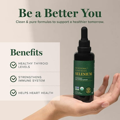 Global Healing Selenium 200mcg, Selenium Supplement Drops with Organic Ingredients, Antioxidants for Thyroid and Immune Support, Non-GMO & Gluten-Free, for Men & Women - 2 Fl Oz