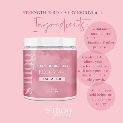 S'moo RECOV(her) Recovery & Strength Supplement Hormone Friendly - Stimulate Muscle Synthesis - Post Workout Muscle Recovery Powder - 30 Servings, Unflavored