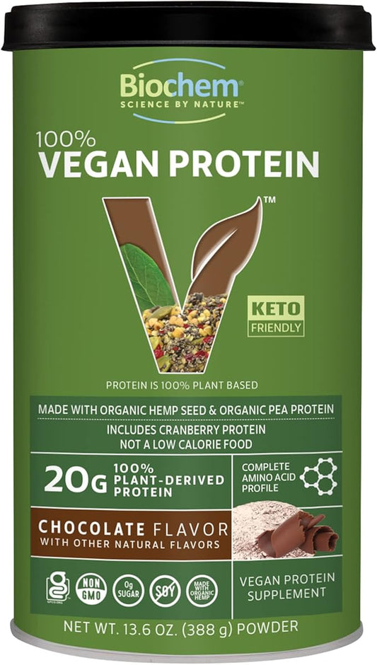 Biochem, Vegan Protein Powder, 20g of Plant-Based Protein to Support Muscles, Chocolate, 13.6 oz