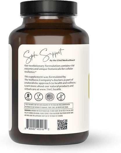 The Wellness Company Spike Support | 120 ct (2 Month Supply) | with Nattokinase, A Proteolytic Enzyme for Fibrinolytic (Anti-Clotting) | Non-GMO, Vegan, Gluten Free | for Year-Round Immune Support
