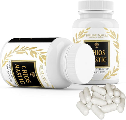 Premium Chios Mastic Natural SUGARLESS Gum Capsules - Especially Selected to Improve Health - Vegan Breath Care, Organic, No Carb Diet, H Pylori
