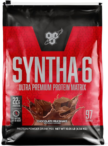 BSN SYNTHA-6 Whey Protein Powder with Micellar Casein, Chocolate Milk Protein Isolate Powder, Chocolate Milkshake, 97 Servings (Package May Vary)