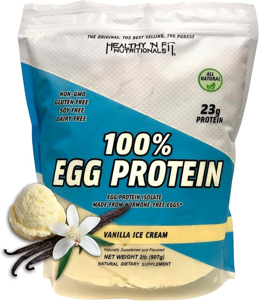Healthy 'N Fit 100% Egg Protein- Vanilla Ice Cream (2lb): 100% Egg White Protein Plus Natural Peptides. Pure, All Naturally Sweetened Protein