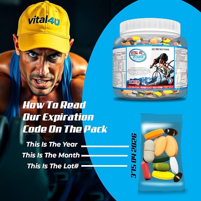 VITAL 4U® Vitamin - Premium Multivitamin for Men and Women | Supports Immune System, Energy, Heart Health, and Body Functions Plus Sports Nutrition with Joint Support - 30 Servings