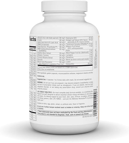 Source Naturals Life Force Multiple, Energy Activator* Iron Free, Daily Multivitamin High Potency Essential Vitamins, Minerals, Antioxidants & Nutrients - 180 Capsules