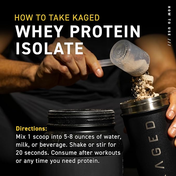 Kaged Whey Protein Isolate Powder | Chocolate | 100% Pure Low Lactose Whey | Post Workout Recovery Drink | Supports Muscle-Building | 25g per Serving | Amazing Taste, Easy Mix for Shakes | 41 Serving