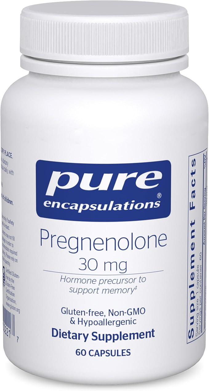 Pure Encapsulations Pregnenolone - 30 mg - Hormone Support - Memory Support & Brain Supplement - Gluten Free & Vegan - 60 Capsules