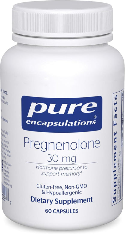 Pure Encapsulations Pregnenolone - 30 mg - Hormone Support - Memory Support & Brain Supplement - Gluten Free & Vegan - 60 Capsules