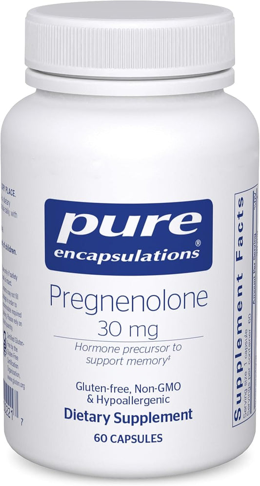 Pure Encapsulations Pregnenolone - 30 mg - Hormone Support - Memory Support & Brain Supplement - Gluten Free & Vegan - 60 Capsules