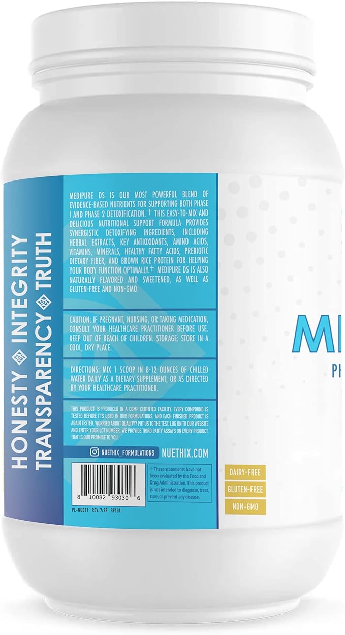 NuEthix Formulations Medipure DS with Rice Protein Phase 1 & 2 Detoxification System, Supplement to Help Support The Body’s Natural Detoxification Process, Chocolate (Non-Caffeinated), 21 Servings