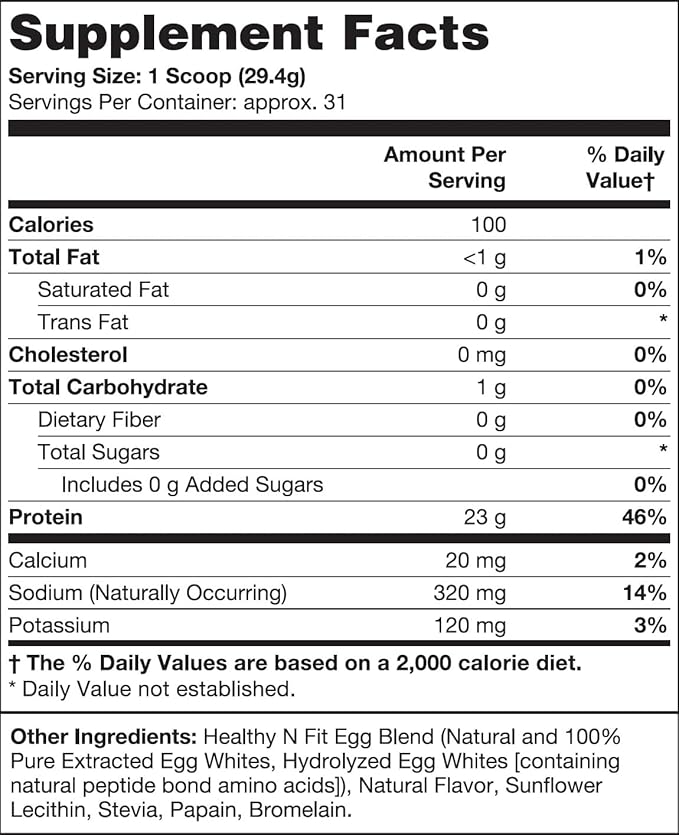 Healthy N Fit 100% EGG PROTEIN- Banana (2lb): 100% Egg White Protein PLUS Natural Peptides. Naturally Sweetened, Keto, Paleo Friendly