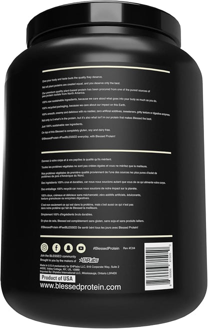 Blessed Vegan Protein Powder - Plant Based Protein Powder Meal Replacement Protein Shake, 23g of Pea Protein Powder, Dairy Free, Gluten Free, Soy Free, No Sugar Added, 30 Servings (Vanilla Chai)