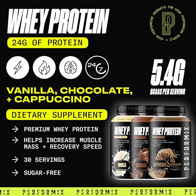PERFORMIX - Whey Protein Isolate Blend - 24g of Protein - 5.4g of BCAAs - 110 Calories - Muscle Building & Post Workout Recovery - 100% Whey Protein Powder - 1.98 lbs - 30 Servings - Chocolate