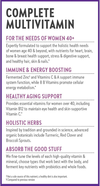 New Chapter Women's Multivitamin 40 Plus for Energy, Healthy Aging + Immune Support with 20+ Nutrients -- Every Woman's One Daily 40+, Gentle on the Stomach, 96 Count