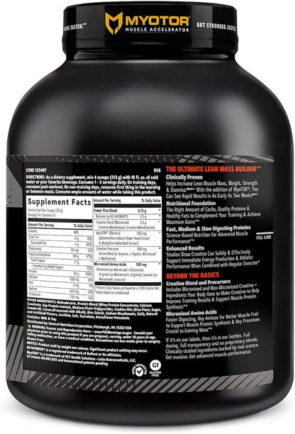 GNC AMP Mass XXX with MyoTOR Protein Powder | Targeted Muscle Building and Workout Support Formula with BCAA and Creatine | Cookies and Cream | 13 Servings