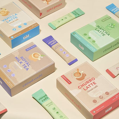 Collagen Infused Vanilla Latte Instant Coffee Packets - Hyalruonic Acid, Multivitamin Powder, & Marine Collagen Single Serve Instant Coffee (10 Sachets)