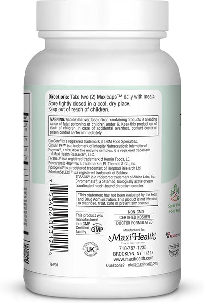 Maxi Health Two Complete - Multivitamins and Minerals - Full Potency - 120 Capsules - Kosher