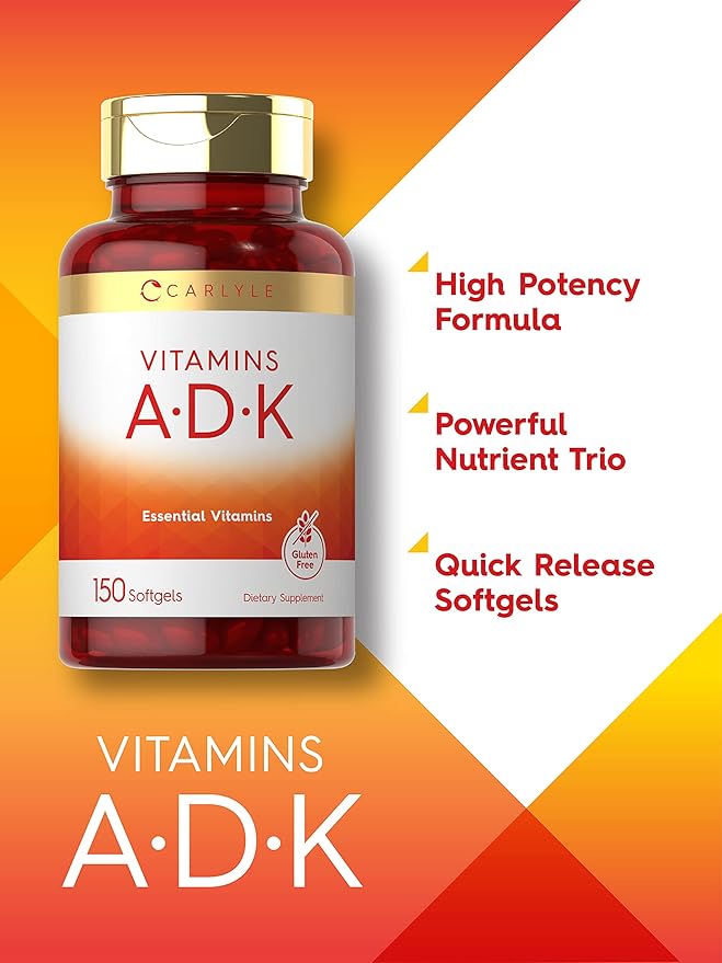 Carlyle Vitamin ADK | 150 Softgels | Non-GMO, Gluten Free Dietary Supplement