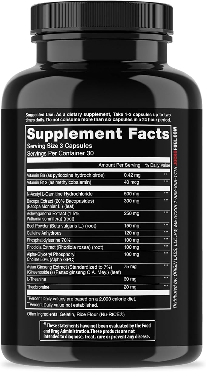 Jocko Fuel Discipline GO Brain Booster - Nootropic Dietary Supplements for Memory & Focus - PreWorkout Energy & Focus Supplement (90 Capsules)