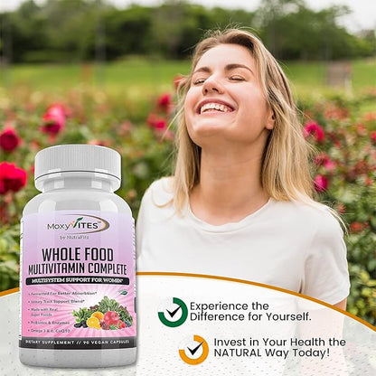 Daily Multivitamin for Women with Iron - Womens Multivitamin with 44 Organic Whole Food & Fermented Nutrients - Daily Vitamin for Women Complete Multisystem Support, 90 Vegan Caps, Non GMO