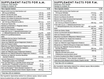 THORNE Multi-Vitamin Elite - Daily Nutritional Supplement - AM Formula Supports Cellular Energy Production and PM Formula Supports Restful Sleep - Gluten-Free, Dairy-Free - 180 Capsules - 30 Servings