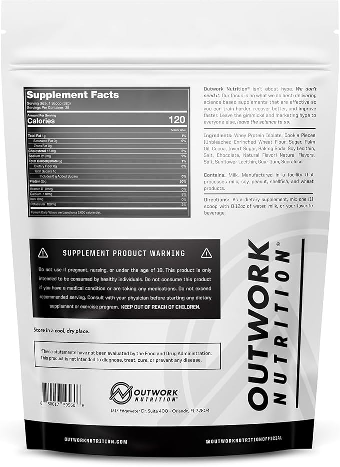 Outwork Nutrition Build Whey Protein Isolate Powder - Low Lactose, Gluten-Free Protein Powder for Muscle Growth & Workout Recovery, Backed by Science, Cookies & Cream, 1.8lbs