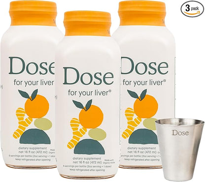 DOSE for Your Liver Cleanse Detox & Repair, Organic Milk Thistle Supplement with Turmeric, Dandelion, Ginger, and Orange, Promotes Optimal Liver Function,16oz Bottle, 3 Pack (3 Weeks Supply)