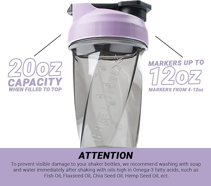 HELIMIX 1.5 Vortex Blender Shaker Bottle Holds Upto 20oz | No Blending Ball or Whisk | USA Made | Portable Pre Workout Whey Protein Drink Shaker Cup | Mixes Cocktails Smoothies Shakes | Top Rack Safe