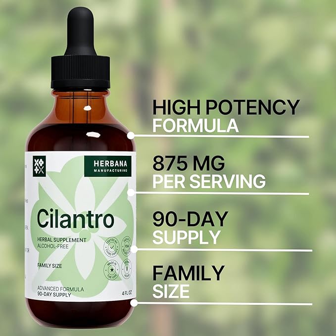Cilantro Leaf 4 fl oz Liquid Extract - Organic Coriandrum Sativum Drops for Body Cleansing & Detox - Natural Calming Herbal Tincture Supplement for Nervous System - High Potency - 90-Day Supply