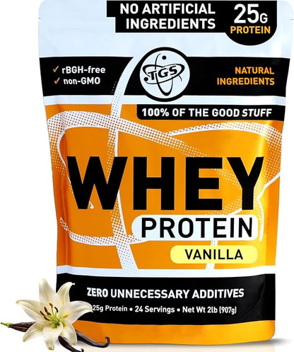 Whey Protein Powder- Vanilla 2lb - All Natural, Low Carb, Low Calorie, Soy Free, Gluten Free, Made in USA