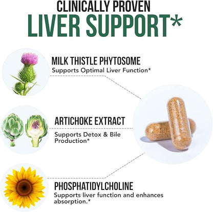 Triquetra Health SoActive® Milk Thistle: 10X More Effective Milk Thistle Phytosome, Optimized for Essential Bioactive Silybin A & B Plus Bilear® Artichoke Extract & Bile Enhancer | 60 Servings