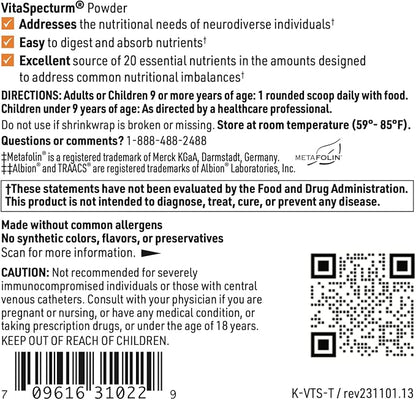 Klaire Labs VitaSpectrum Powder - Children's Multivitamin/Mineral with 23 Essential Nutrients, Tropical Flavor for Kids, No Copper, Iron, Gluten or Casein (171 G / 30 Servings)