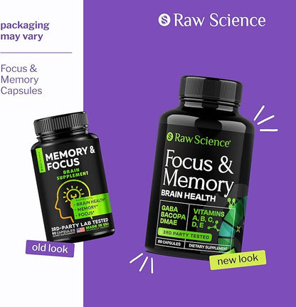 Nootropics Brain Supplements for Memory & Focus with Huperzine A, Phosphatidylserine, DMAE - Brain Health Support: GABA, Choline, DHA, Bacopa Monnieri, Memory Supplement for Brain Support, 60 Capsules
