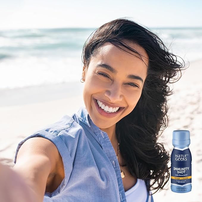 Immunity Support Shots with Organic Ginger + Honey | Vitamins C, D, B6, B12 and Zinc | Liquid Immune Defense Infused with Natural Resveratrol and Spermidine | 6 Pack (2.5 Fl oz)