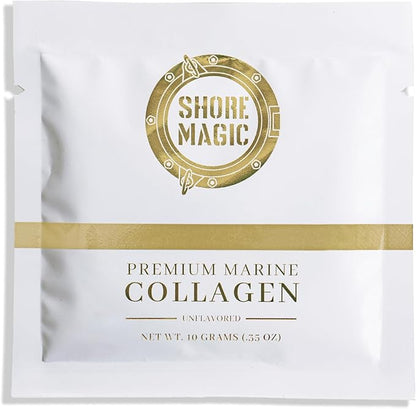 Premium Marine Collagen Powder with Type I II III and IV Hydrolyzed Peptides for Women Men, Sourced from Wild Fish Certified Kosher Unflavored - 14 Stir & Go Sachets (10g Each)