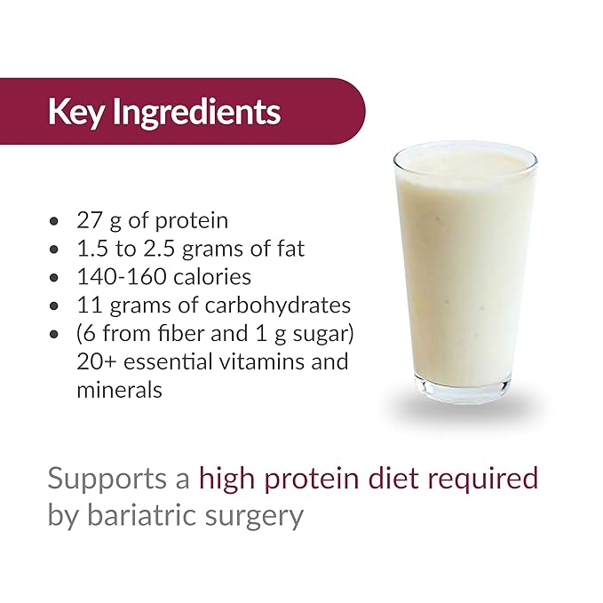 Bariatric Advantage High Protein Meal Replacement Drink Mix, Protein Powder Whey Isolate for Gastric Bypass and Sleeve Gastrectomy Patients, 27g Protein, Lactose Free - Creme - 28 Servings