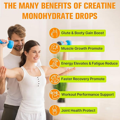 Creatine Monohydrate 3000mg, Liquid Creatine for Muscle Mass, Strength, Glute, Booty & Endurance - Creatine for Women and Men with Hydrolyzed Collagen & Trehalose - 120ml Creatine HCl (Lemon Flavor)