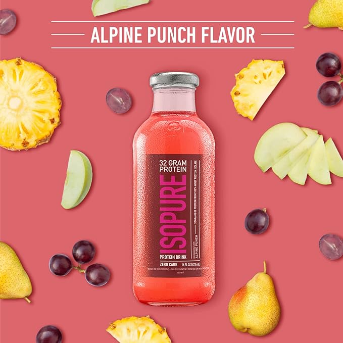 Isopure Zero Carb 32g Protein Ready-to-Drink, Whey Protein Isolate, Alpine Punch, 16 Fl Oz (12 Bottles)