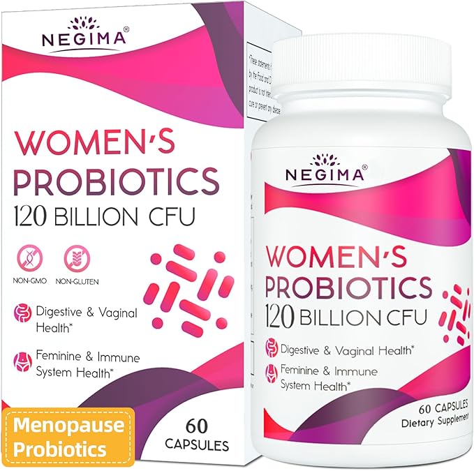 Menopause Supplements for Women, 120 Billion CFUs Probiotics for Women, 13-in-1 Herbs & Botanicals Complex, for Hormone Menopause, Hot Flashes, Night Sweats, Mood Swings, Sleep Disturbances - 60 Caps
