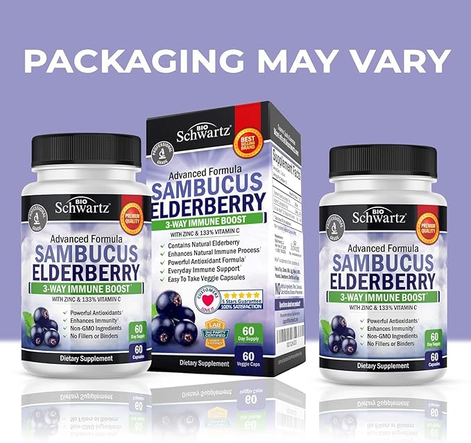 Elderberry with Zinc and Vitamin C for Adults - Immune Support Vitamins for Women and Men Natural Elderberries Black Sambucus Capsules - Immune Defense Multiminerals Supplement, Gluten-Free, 60 Ct
