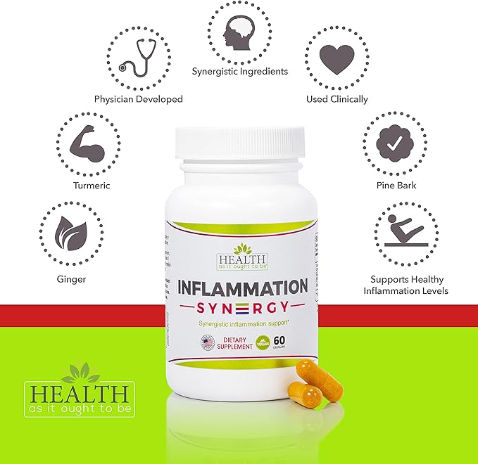Health As It Ought To Be Syn3rgy Supplement | Physician Formulated Capsules with Turmeric, Pine Bark, Ginger Root | 60 Capsules