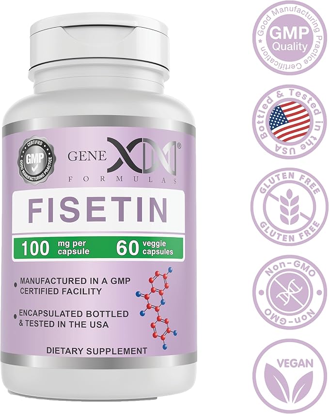 Genex Formulas Fisetin 100mg/Serving (60 Capsules) | Antioxidant That Supports Healthy Aging and Brain Wellness - Non-GMO, Gluten Free, Vegetarian - 2 Month Supply