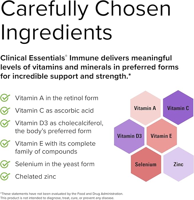 Terry Naturally Clinical Essentials Immune - 60 Capsules - Critical Vitamins & Minerals for Optimal Immune Support - Non-GMO, Gluten Free - 60 Servings