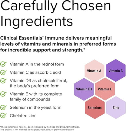 Terry Naturally Clinical Essentials Immune - 60 Capsules - Critical Vitamins & Minerals for Optimal Immune Support - Non-GMO, Gluten Free - 60 Servings