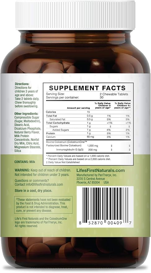 Life's First Naturals for Kids, Nutritional Supplement with Colostrum, Mixed Berry, 60 Kid's Chews