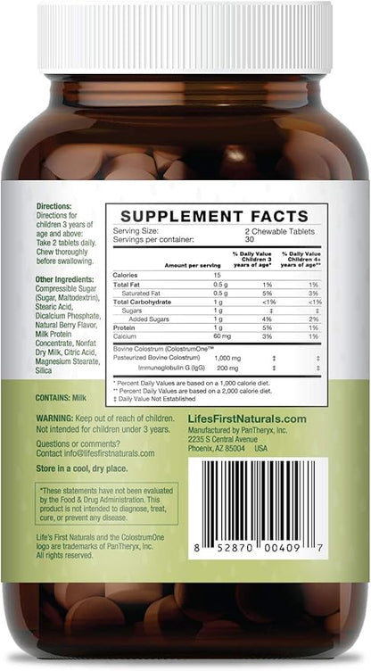 Life's First Naturals for Kids, Nutritional Supplement with Colostrum, Mixed Berry, 60 Kid's Chews