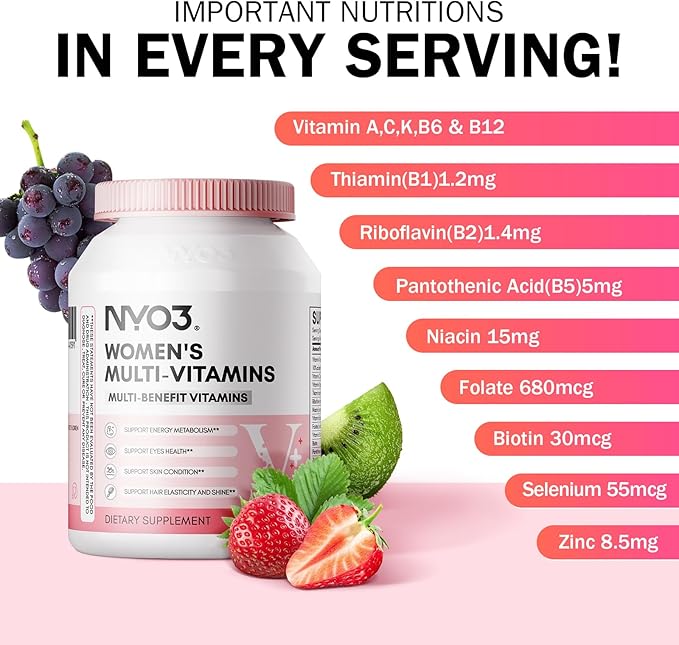 Multivitamin for Women with Zinc & Biotin Vitamins A,C,K,B2,B6,B12 & Multimineral | Daily Multivitamins Beauty & Energy | Gluten-Free, 60 Day Supply