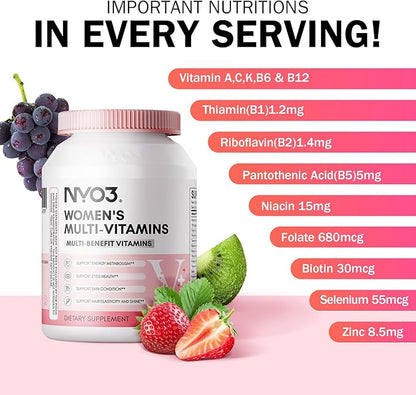 Multivitamin for Women with Zinc & Biotin Vitamins A,C,K,B2,B6,B12 & Multimineral | Daily Multivitamins Beauty & Energy | Gluten-Free, 60 Day Supply