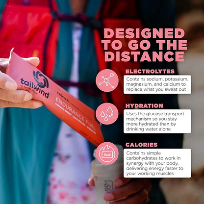 Tailwind Nutrition Endurance Fuel, Electrolyte & Hydration Sports Drink Mix Powder with Caffeine, Gluten-Free, Vegan, Tropical Buzz, 50 Servings (Caffeinated)