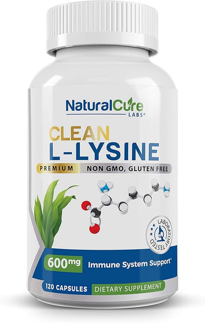 Clean L-Lysine 600mg, 120 Capsules | Vegan, Non-GMO, & Gluten Free